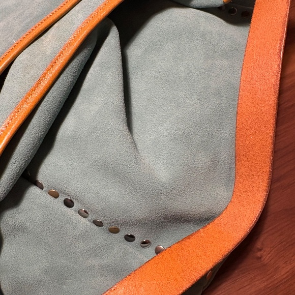 MASSIVE seafoam green suede hobo bag - “Rose Valley” - Old Trend brand - Picture 9 of 14